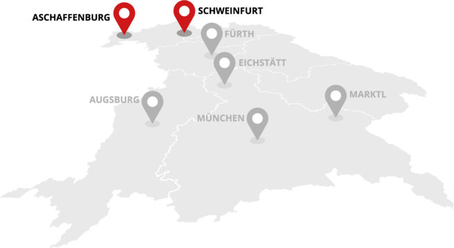 HWA Standortkarte Aschaffenburg & Schweinfurt